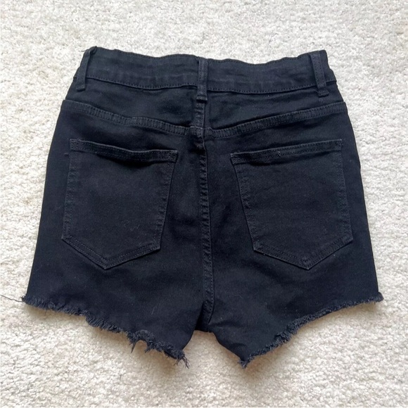 SHEIN Cut-Off Denim Shorts Women's Size Small Black High Rise Distressed Raw Hem - Picture 2 of 13